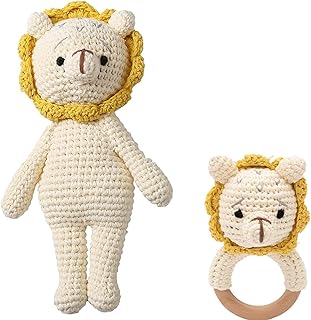 SYCAMORE EAST 2PC Wooden Baby Lion Rattle 